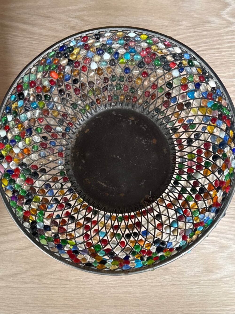 Vintage Bombay Colorful Beaded Metal Bowl Bohemian Home Decor Table Dish - Picture 6 of 10